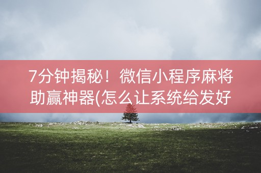 7分钟揭秘！微信小程序麻将助赢神器(怎么让系统给发好牌)