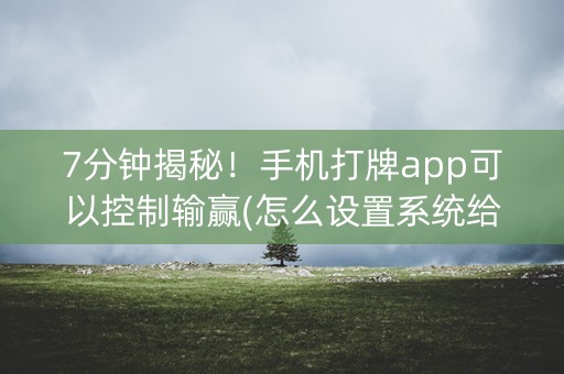7分钟揭秘！手机打牌app可以控制输赢(怎么设置系统给你好牌)