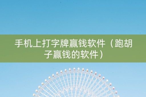 手机上打字牌赢钱软件（跑胡子赢钱的软件）