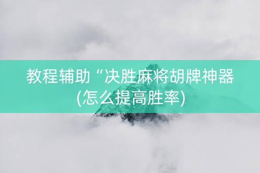 教程辅助“决胜麻将胡牌神器(怎么提高胜率)