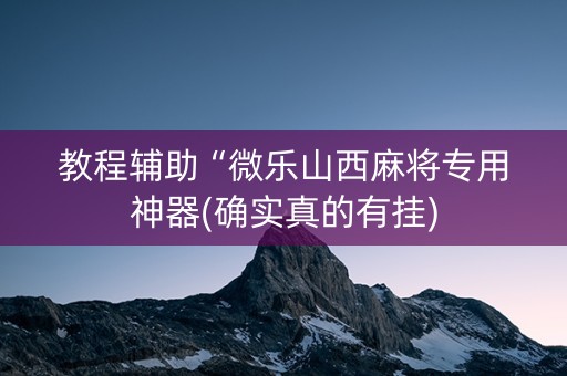 教程辅助“微乐山西麻将专用神器(确实真的有挂)