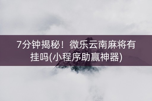 7分钟揭秘！微乐云南麻将有挂吗(小程序助赢神器)