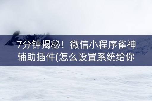 7分钟揭秘！微信小程序雀神辅助插件(怎么设置系统给你好牌)