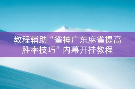 教程辅助“雀神广东麻雀提高胜率技巧”内幕开挂教程