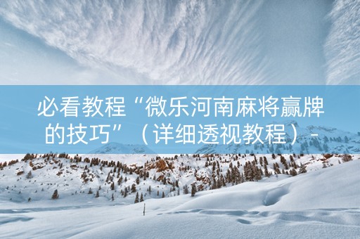 必看教程“微乐河南麻将赢牌的技巧”（详细透视教程）-哔哩哔哩