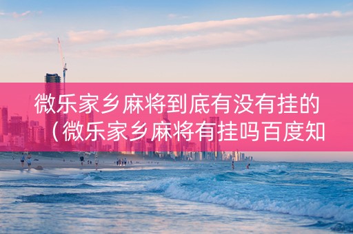 微乐家乡麻将到底有没有挂的（微乐家乡麻将有挂吗百度知道）