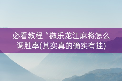 必看教程“微乐龙江麻将怎么调胜率(其实真的确实有挂)