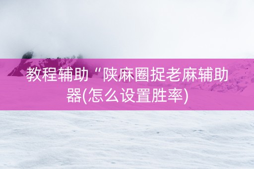 教程辅助“陕麻圈捉老麻辅助器(怎么设置胜率)