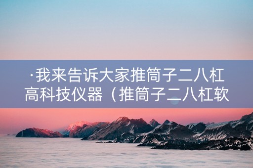 ·我来告诉大家推筒子二八杠高科技仪器（推筒子二八杠软件下载）