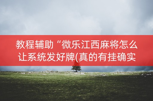 教程辅助“微乐江西麻将怎么让系统发好牌(真的有挂确实有挂)