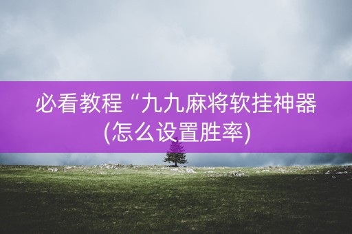 必看教程“九九麻将软挂神器(怎么设置胜率)