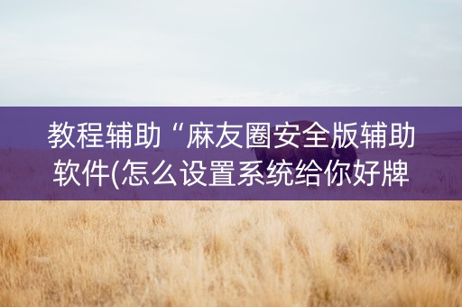 教程辅助“麻友圈安全版辅助软件(怎么设置系统给你好牌)