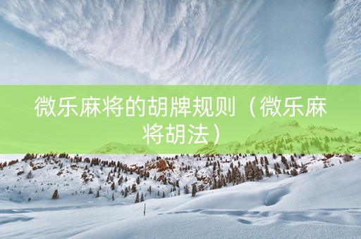 微乐麻将的胡牌规则（微乐麻将胡法）