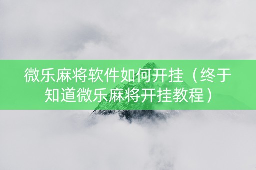 微乐麻将软件如何开挂（终于知道微乐麻将开挂教程）