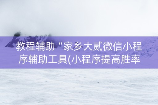 教程辅助“家乡大贰微信小程序辅助工具(小程序提高胜率)