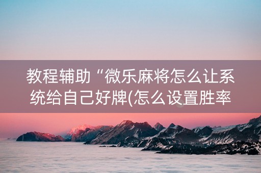 教程辅助“微乐麻将怎么让系统给自己好牌(怎么设置胜率)