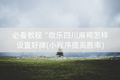 必看教程“微乐四川麻将怎样设置好牌(小程序提高胜率)