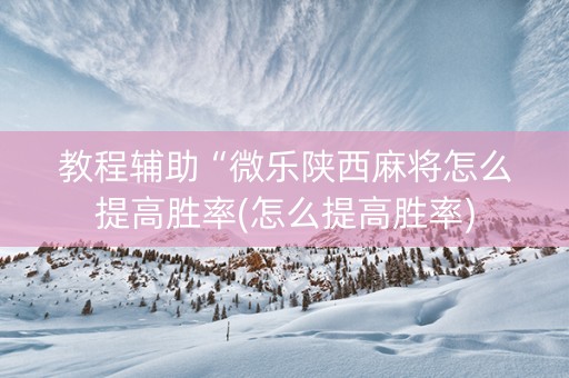 教程辅助“微乐陕西麻将怎么提高胜率(怎么提高胜率)