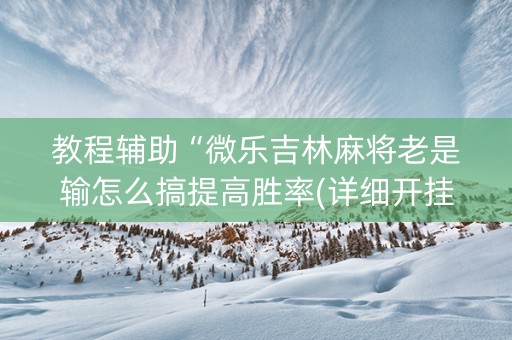 教程辅助“微乐吉林麻将老是输怎么搞提高胜率(详细开挂教程)