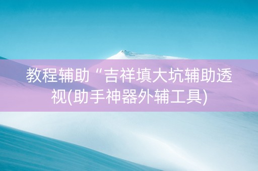 教程辅助“吉祥填大坑辅助透视(助手神器外辅工具)