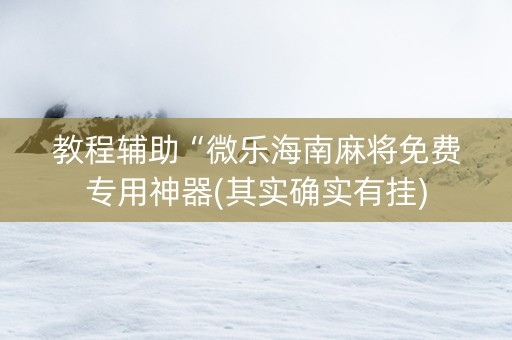 教程辅助“微乐海南麻将免费专用神器(其实确实有挂)