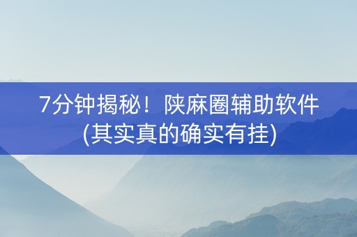 7分钟揭秘！陕麻圈辅助软件(其实真的确实有挂)