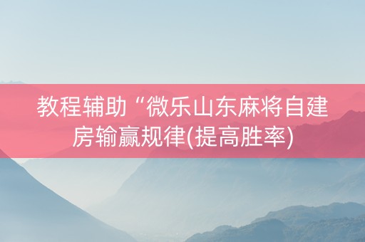 教程辅助“微乐山东麻将自建房输赢规律(提高胜率)