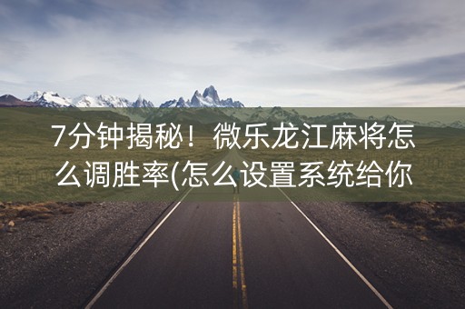 7分钟揭秘！微乐龙江麻将怎么调胜率(怎么设置系统给你好牌)