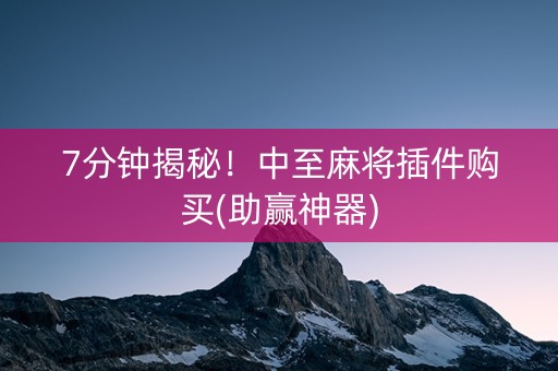 7分钟揭秘！中至麻将插件购买(助赢神器)