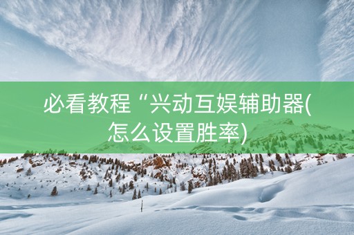 必看教程“兴动互娱辅助器(怎么设置胜率)