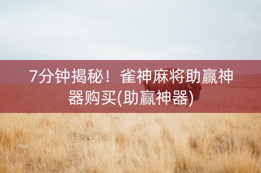 7分钟揭秘！雀神麻将助赢神器购买(助赢神器)
