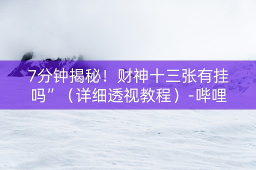 7分钟揭秘！财神十三张有挂吗”（详细透视教程）-哔哩哔哩