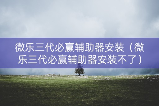 微乐三代必赢辅助器安装（微乐三代必赢辅助器安装不了）