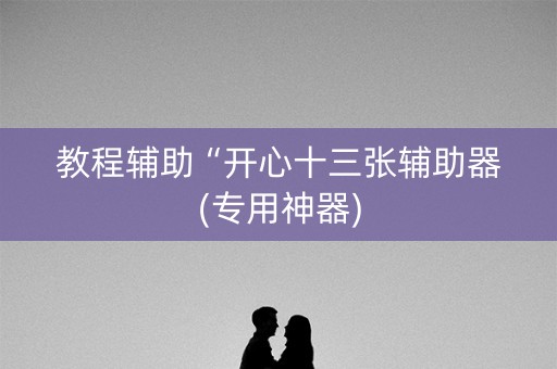 教程辅助“开心十三张辅助器(专用神器)
