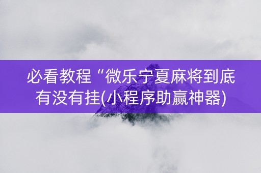 必看教程“微乐宁夏麻将到底有没有挂(小程序助赢神器)