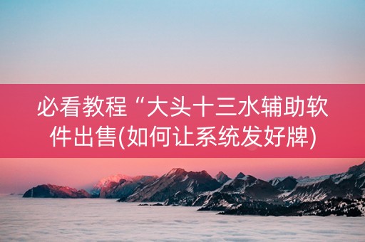 必看教程“大头十三水辅助软件出售(如何让系统发好牌)