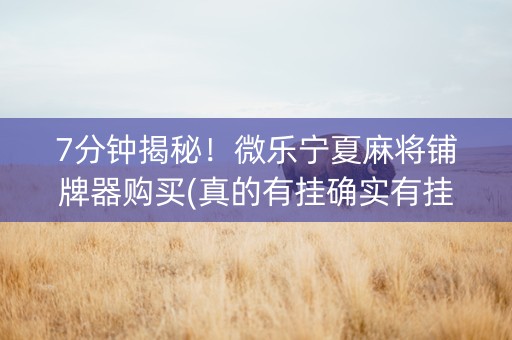 7分钟揭秘！微乐宁夏麻将铺牌器购买(真的有挂确实有挂)