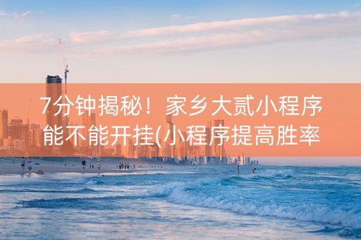 7分钟揭秘！家乡大贰小程序能不能开挂(小程序提高胜率)