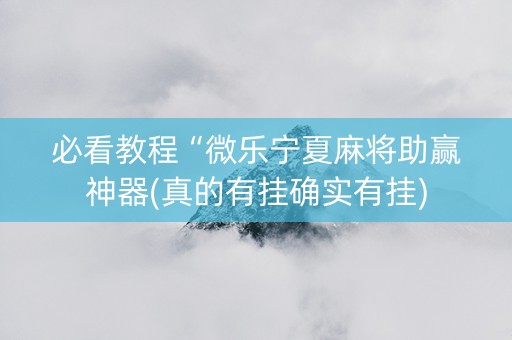 必看教程“微乐宁夏麻将助赢神器(真的有挂确实有挂)