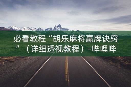 必看教程“胡乐麻将赢牌诀窍”（详细透视教程）-哔哩哔哩