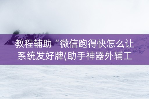 教程辅助“微信跑得快怎么让系统发好牌(助手神器外辅工具)