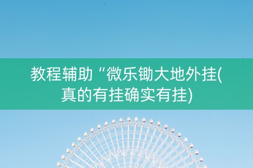 教程辅助“微乐锄大地外挂(真的有挂确实有挂)