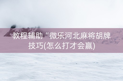 教程辅助“微乐河北麻将胡牌技巧(怎么打才会赢)