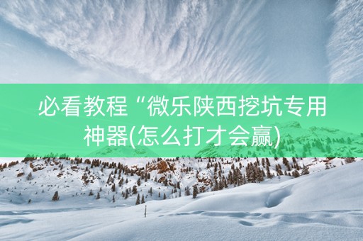 必看教程“微乐陕西挖坑专用神器(怎么打才会赢)