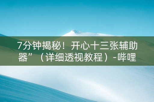 7分钟揭秘！开心十三张辅助器”（详细透视教程）-哔哩哔哩