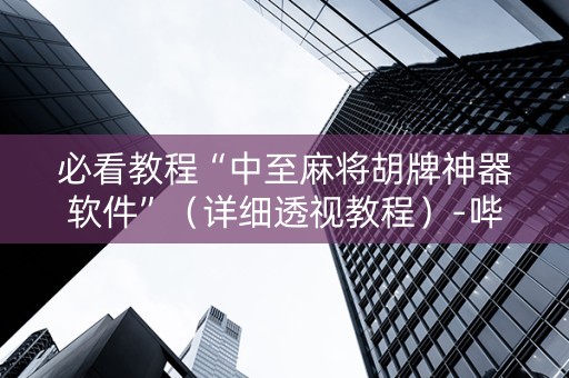 必看教程“中至麻将胡牌神器软件”（详细透视教程）-哔哩哔哩