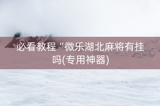 必看教程“微乐湖北麻将有挂吗(专用神器)