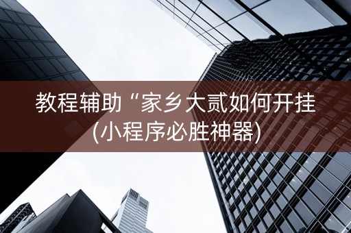 教程辅助“家乡大贰如何开挂(小程序必胜神器)