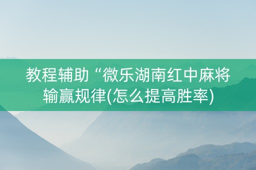 教程辅助“微乐湖南红中麻将输赢规律(怎么提高胜率)