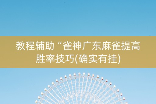 教程辅助“雀神广东麻雀提高胜率技巧(确实有挂)